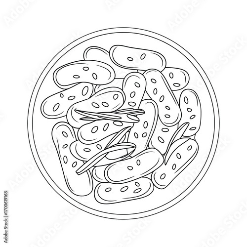 Hand drawn illustration of kidney beans in a bowl line art