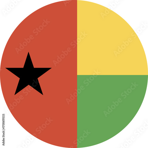 Free Download Guinea Bissau round flag. Circle flag of Guinea Bissau. National Guinea Bissau flag icon, badge, sticker. - GFXLoad