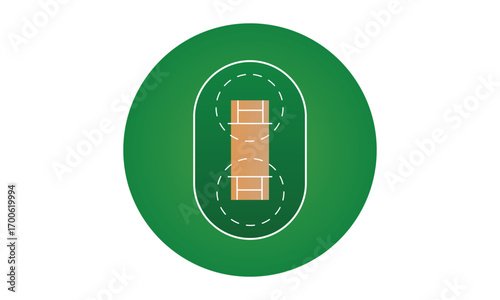 Vector design of cricket field layout with pitch and boundary lines