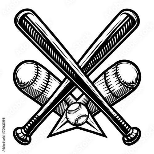 Vintage crossed baseball bats and ball vector illustration vector