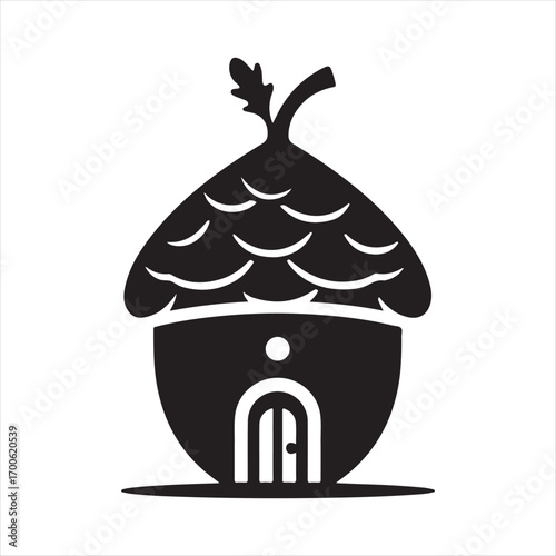 acorn fairy house vector silhouette sketch art logo idea illustration
