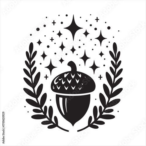 acorn fairy house vector silhouette sketch art logo idea illustration