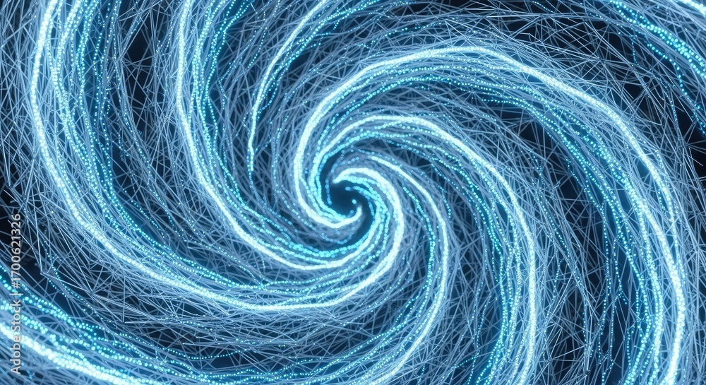 Obraz premium Swirling vortex of bright blue light and energy particles