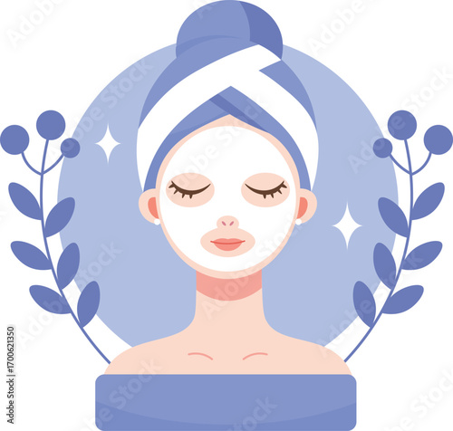 Skin Mask Preparation for Beauty Procedure Flat Design Illustration