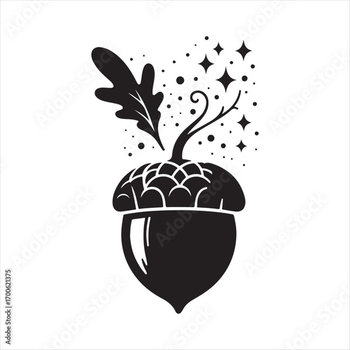 acorn fairy house vector silhouette sketch art logo idea illustration