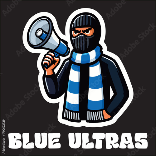 A sticker hand drawing vector of football fans ultras hooligans