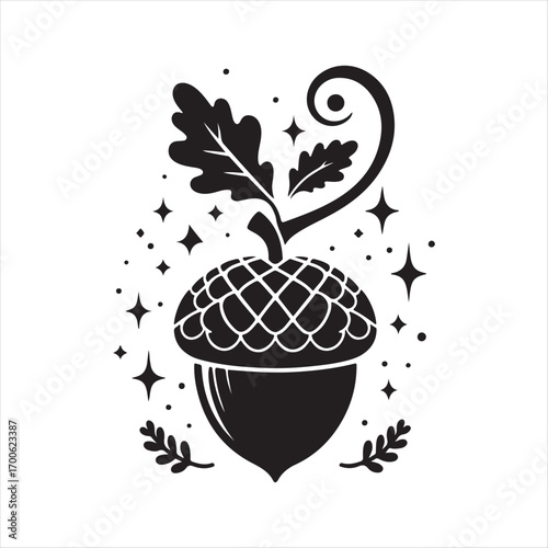 acorn fairy house vector silhouette sketch art logo idea illustration