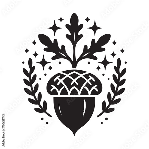 acorn fairy house vector silhouette sketch art logo idea illustration