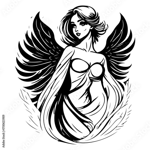 angel beauty girl illustration sketch