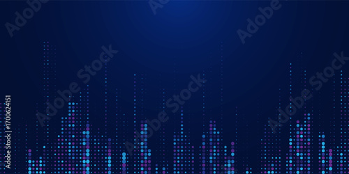 Big data technology background. Motion of digital data flow. Transferring of big data. Artificial Intelligence Quantum Computer, big data, block chain, analysis. Eps10