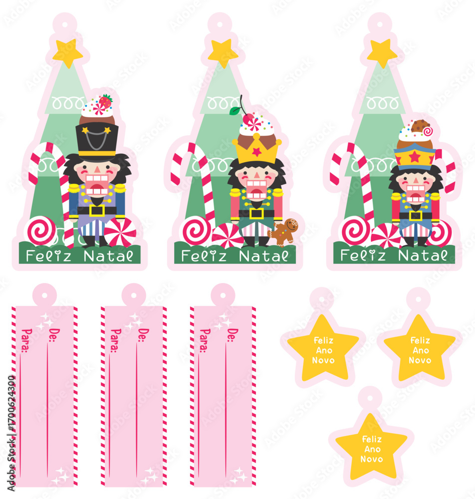 Tags Natal, tags para presentes, etiquetas para presentes, cartão de natal para presentes, quebra-nozes, natal, doces, cartãozinho 