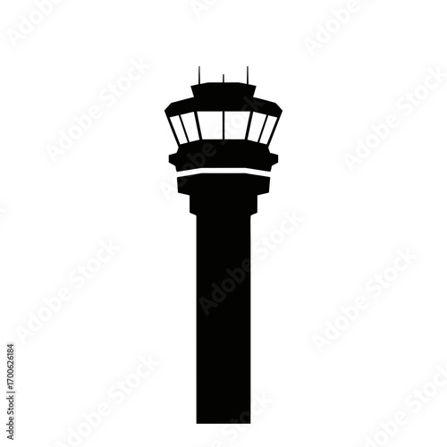 lighthouse silhouette isolated on white