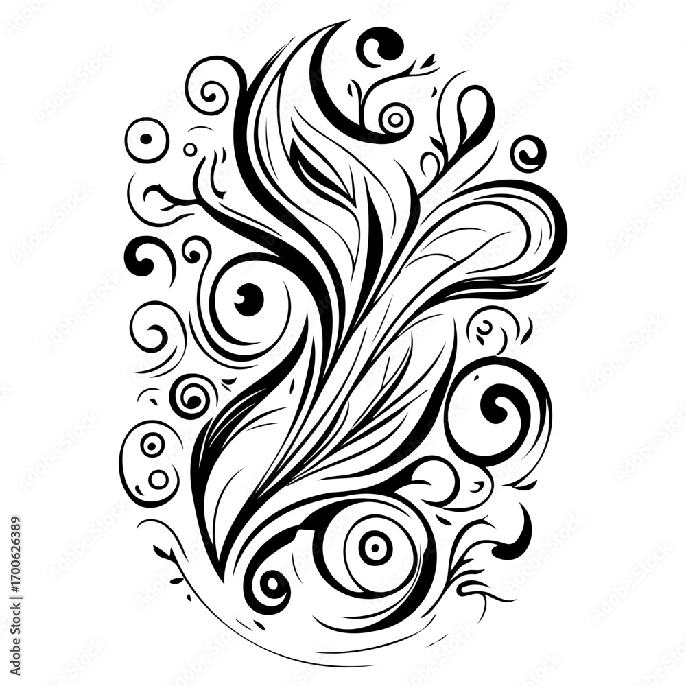 Fototapeta premium royal swirls flower illustration sketch
