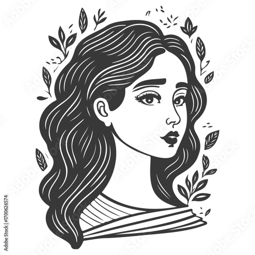 beautiful young woman history month day illustration grey