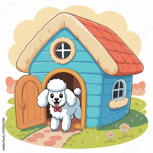 vector, illustration, animal, house, pet, icon, funny, dog, home, cute, cartoon, hamster, domestic, adorable, puppy, character, object, design, wooden, little, rodent, small, box, background, rat, mou