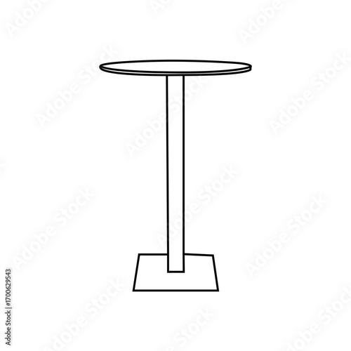 A clean, minimalist line drawing of a round bistro table.