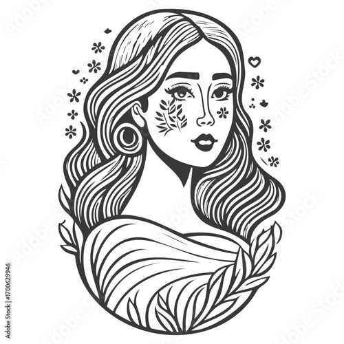beautiful young woman history month day illustration grey
