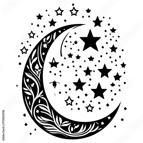 Moon star ramadan arabic islamic illustration sketch hand draw