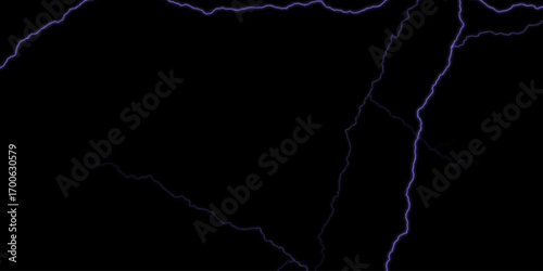 Thunder, lightnings and rain on a stormy summer night in black and purple.  Lightning bolt. thunder lighting on black sky. 3d illustration, lightning, storm, thunder set