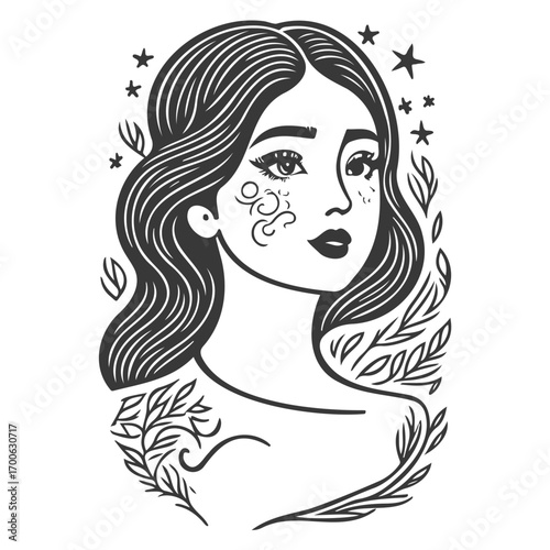 beautiful young woman history month day illustration grey