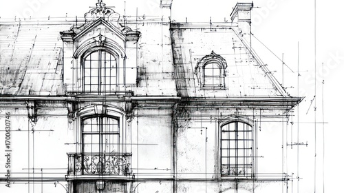 Architectural design drawing facade