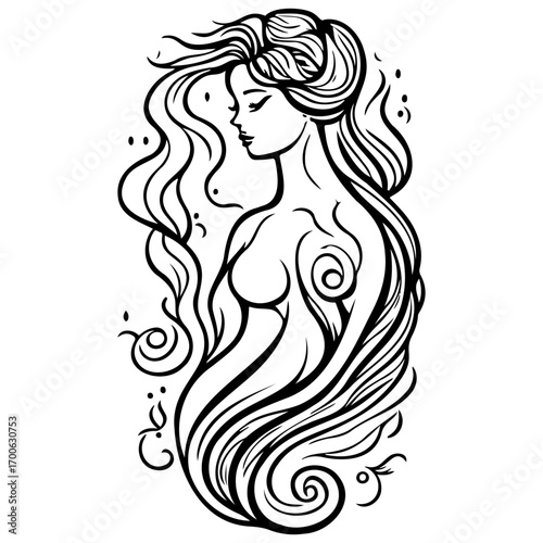 woman beauty mermaid illustration sketch