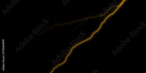 Massive lightning bolt with branches isolated on black background. Black marble texture for background. Lightning bolt. thunder lighting on black sky. 3d illustration, lightning, storm, thunder set