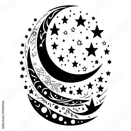 Moon star ramadan arabic islamic illustration sketch draw