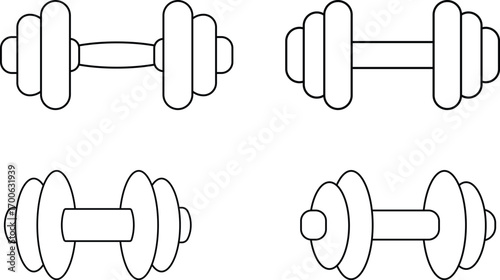 Dumbbells Collection Line Art Illustrations for Fitness and Exercise