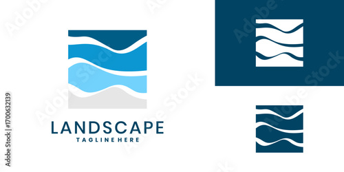 Abstract sea landscape design logo
