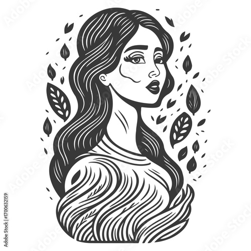 beautiful young woman history month day illustration grey