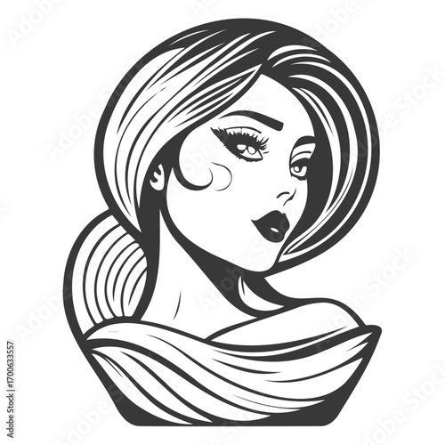 beauty girl illustration grey