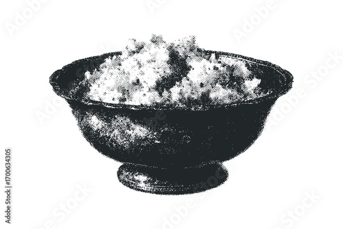 Bowl filled with food served on transparent background image. Vector hand drawn illustration
