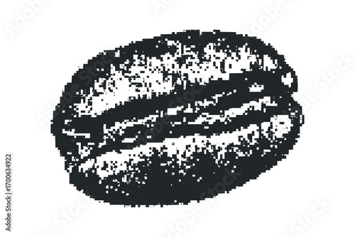 Pixelated coffee bean shape on white. Vector hand drawn illustration