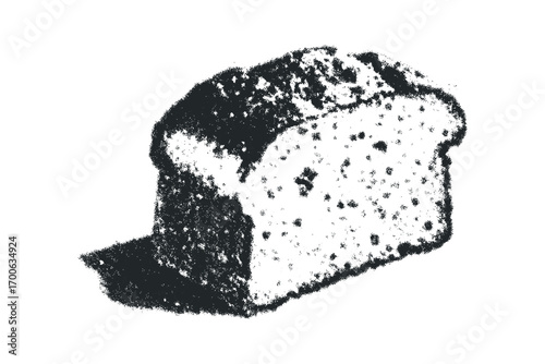 Loaf of bread, sliced, with textured crust, on transparent background. Vector hand drawn illustration