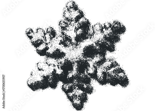 Six Pointed Star Shape Composed of Many Small Dots on Transparent. Vector hand drawn illustration