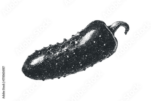 Stippled Pickle Isolated on White. Vector hand drawn illustration