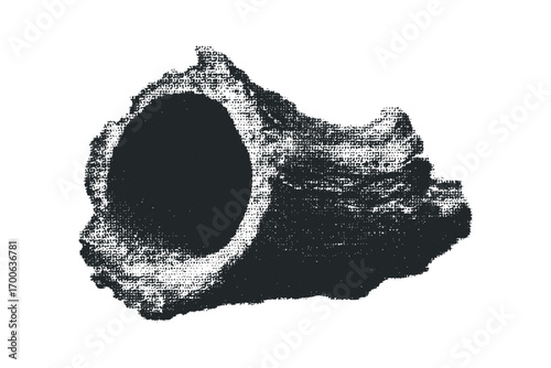 Abstract grunge texture pipe on transparent background. Vector hand drawn illustration