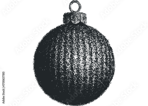 Textured Christmas Ornament Transparent. Vector hand drawn illustration