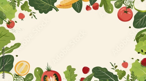 Wallpaper Mural Celebrate world vegan day with fresh vegetables and leafy greens for a healthy lifestyle. Flat illustartion. Horizontal banner. Copy space. Healthy Food. World Vegetarian Day Torontodigital.ca