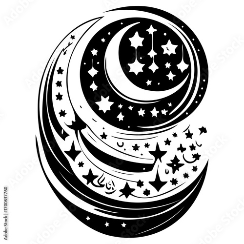 Moon star ramadan arabic islamic illustration sketch hand draw