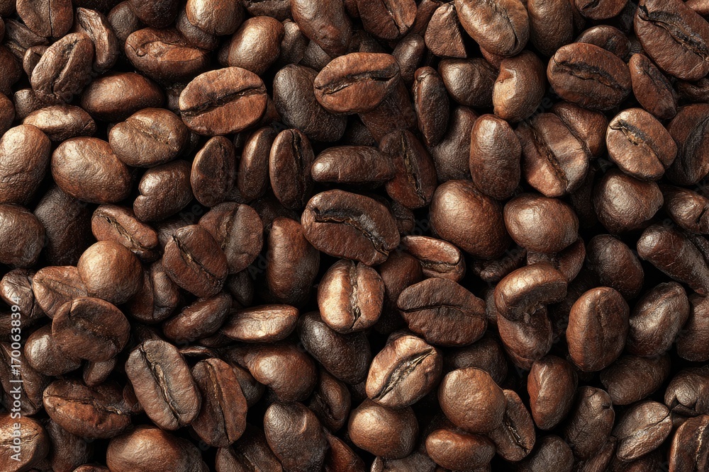 Fototapeta premium Close-up view of many coffee beans