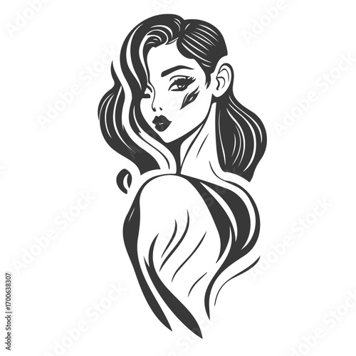 beauty girl illustration grey