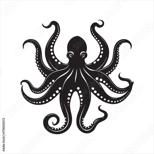 octopus vector silhouette sketch art logo idea illustration