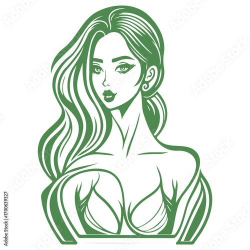 beauty girl illustration green