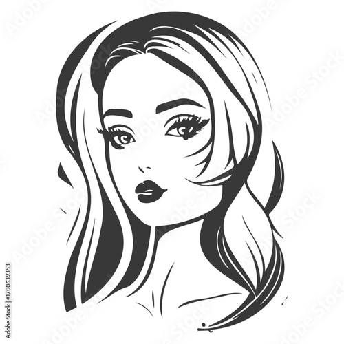 beauty girl illustration grey