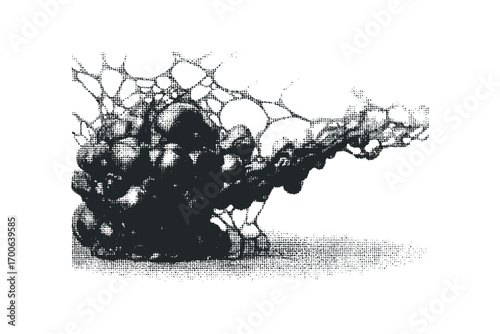 Abstract Ink Blobs and Cellular Network Structure. Vector hand drawn illustration