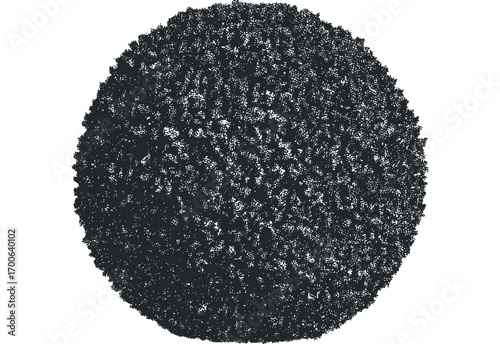 Textured sphere composed of small abstract shapes. Vector hand drawn illustration