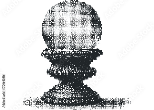 Abstract chess pawn with dot texture on transparent background. Vector hand drawn illustration