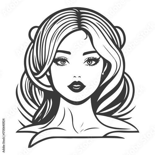 beauty girl illustration grey